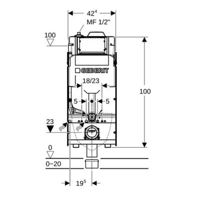 Wandklosettelement Geberit
GIS Sigma, Höhe 125 cm,
Breite 42.4 cm
Montagerahmen Füsse
verstellbar Einbauspülkasten
für Betätigung von vorne mit - Geberit SetApp kompatibel
Netzteil 230V/12V, mit HS30-2
Hygienespülung mit zwei
Wasseranschlüsse