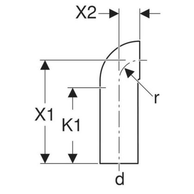 GEBERIT curva 90° raggio corto
PE 366.876
d 90