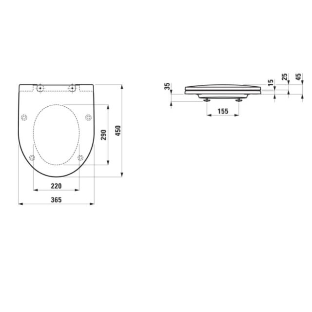 Klosettsitz Laufen Moderna S slim
ohne Absenkautomatik, in weiss