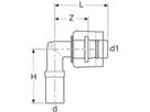 Gomito misto 90° Geberit Mapress con MasterFix ed estremità ad innesto