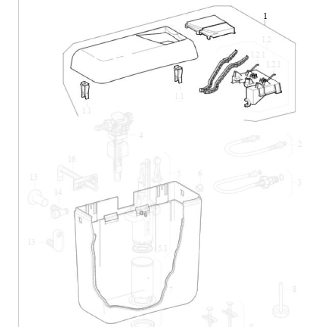 Coperchio per cassetta
con tasti di comando
per 128.300/301
Colori: bianco