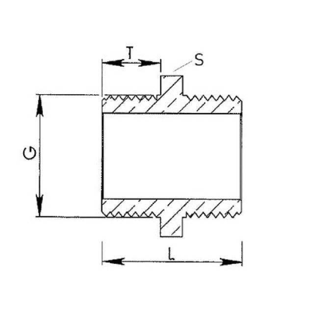 MS-DOPPELNIPPEL 6-KANT FLACHD.
6.0680                    3/8"