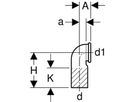 Geberit PE-HD, Curva d'allacciamento 90°  per WC sospeso, con estensione