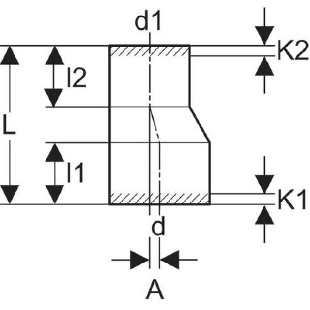GEBERIT riduzione eccentrica
PE lunga 369.584
d 160 - 110