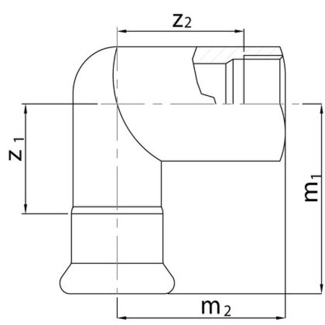 PROFITEC PRESSINOX - FIG. 7
GOMITO 90° CON FILETTATURA F
3/4" - 22 MM