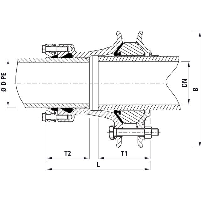 HAWLE MEHRBEREICHSVERBINDER
7235 SYSTEM 2000 / SYNOFLEX
DN150   155-192MM    D160MM