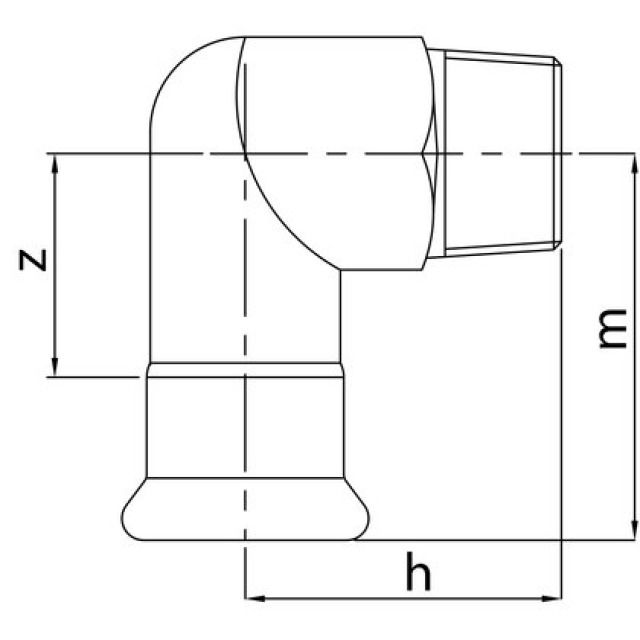 PROFITEC PRESSINOX - FIG. 8
GOMITO 90° CON FILETTATURA M
1/2" - 15 MM