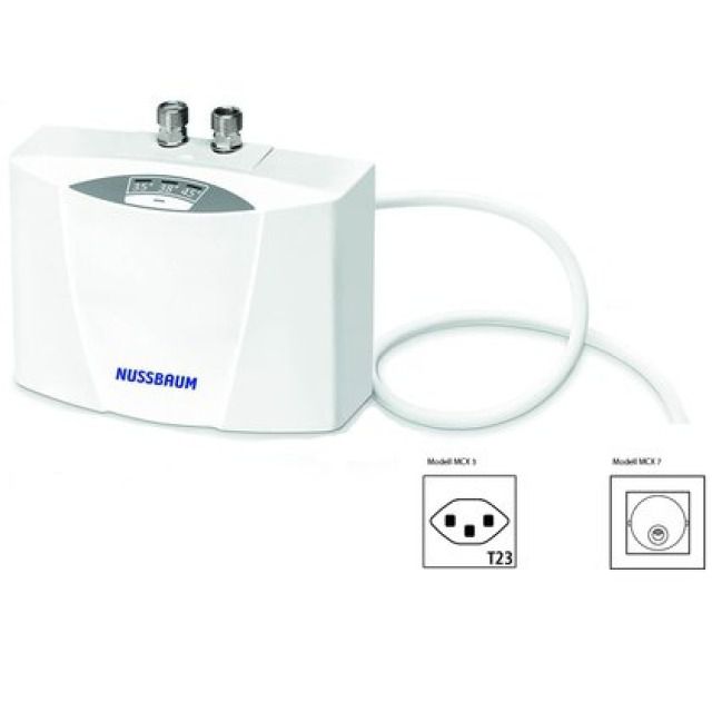 Durchlauferhitzer MCX 3 für
Waschtisch, für drucklose und
druckfeste Armaturen, 3.5 kW
1~230 V, 15 A, steckerfertig
inkl. Befestigungsmaterial