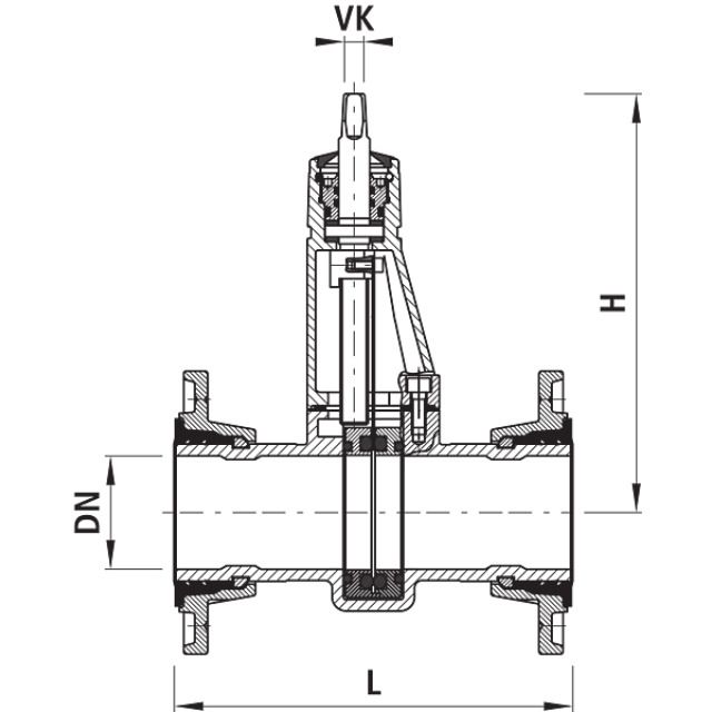 HAWLE ABWASSERSCHIEBER 4013
INKL. LOSFLANSCHEN ZUGFEST
DN100    L=190MM    PN10