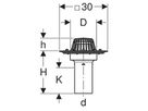 Geberit Imbuto d'entrata acqua piovana per tetti con flangia di fissaggio, per manti<br>impermeabilizzanti per tetti