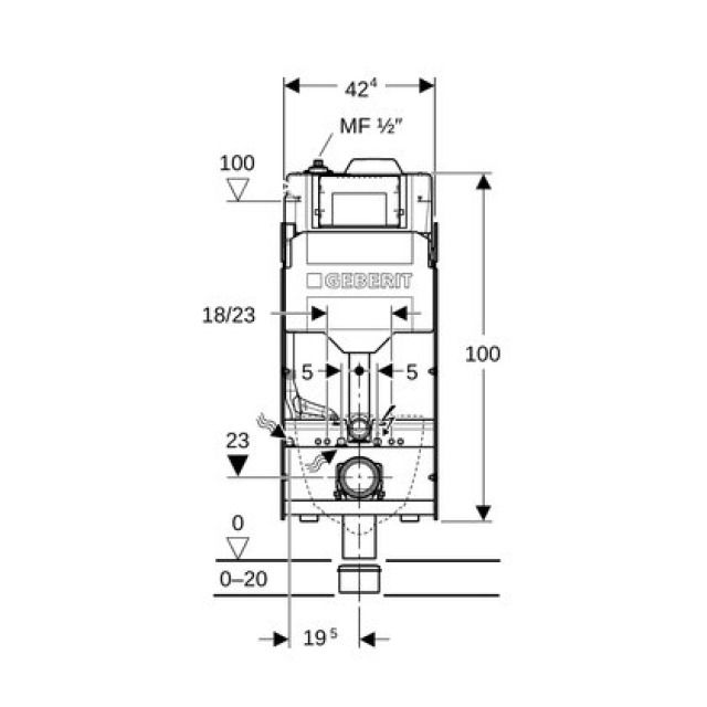 Wandklosettelement Geberit
GIS Sigma, Höhe 125 cm,
Breite 42.4 cm
Montagerahmen Füsse
verstellbar Einbauspülkasten
für Betätigung von vorne mit - Geberit SetApp kompatibel
Netzteil 230V/12V, mit HS50-2
Hygienespülung mit zwei
Wasseranschlüsse