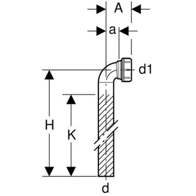 GEBERIT curva 90°allacciamento
grigia 152.218
d 56 - 63