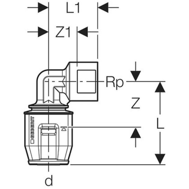 PFIT gomito adattatore 90°
con filetto femmina 650.251
16-R 1/2"