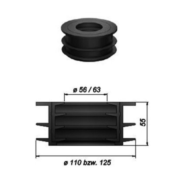 SCHACO RUECKSTAUDICHT.UNIVERS.
SR0042 56/63  FUER ROHR 125 MM