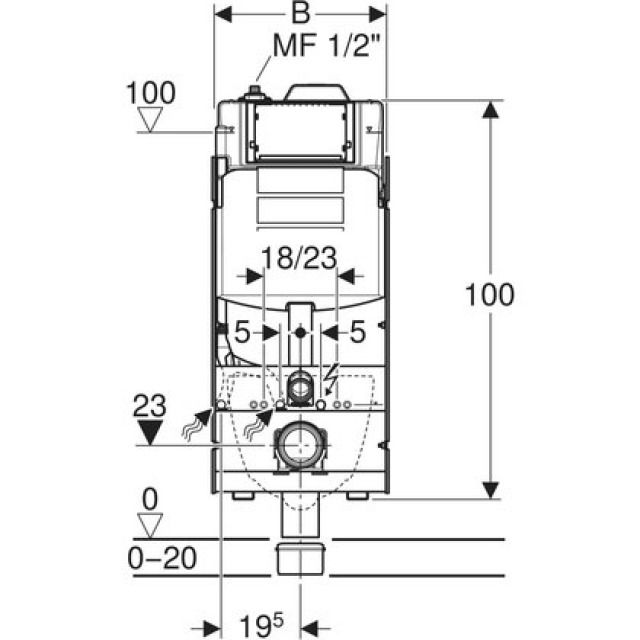 Geberit GIS Sigma 125
mit Hygienespülung HS50
1 Wasseranschluss - Höhe 125cm, Breite 42.4cm