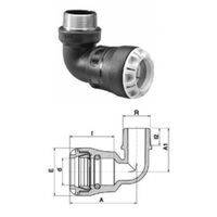 Plasson Serie 1, angolo d'innesto 90° con filettatura maschio in ottone 1077