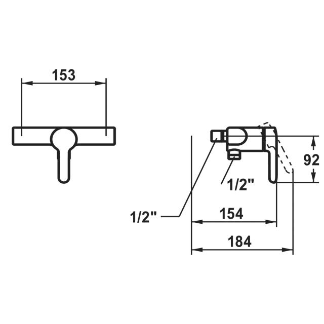 KWC Duschenmischer Wamas 2.0
AD 153, ohne Raccord und
ohne Brausegarnitur, chromeline