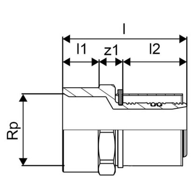 GF Uponor S-Press
Diritto femmina 50-Rp1 1/2"FT