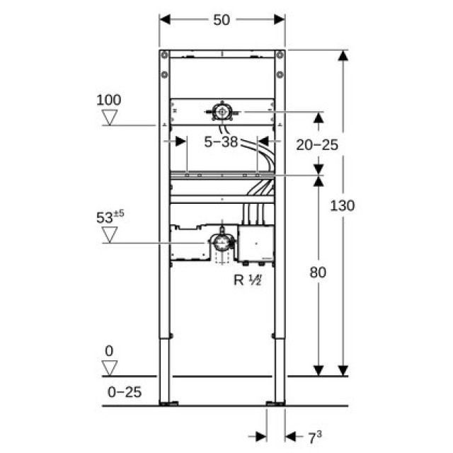Waschtischelement Geberit
Duofix, Montagerahmen
Breite 50 cm, Höhe 130 cm
Füsse verstellbar
für Wandmischer Piave
und Brenta - mit Unterputzfunktionsbox
ohne Abdeckplatte