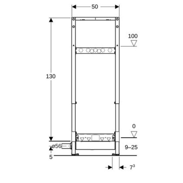 Wandablaufelement Geberit
Duofix für bodenebene Duschen
AP-Armaturen
Breite 50 cm, Höhe 130 cm
für Unterlagsbodenhöhe
am Einlauf 90-200 mm - höhenverstellbar, Fussstützen
Montagerahmen, Armaturenplatte
Abgangsstutzen  56 mm
ohne fertigbauset