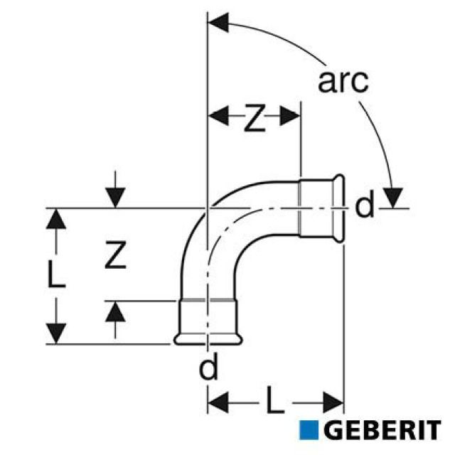 Geberit Mapress Therm
Curva : arc=90°, d=54