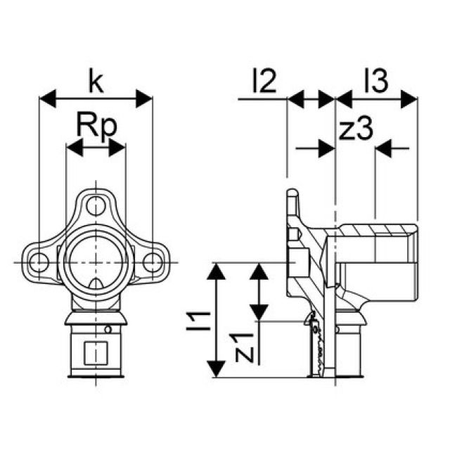 GF Uponor S-Press
Gomito flangiato F L 16-Rp1/2"FT