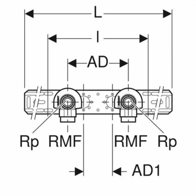 MEPLA set MeplaFix placca
a rientro 2 curve 623.855
d 20 - 1/2" interasse 15.3mm