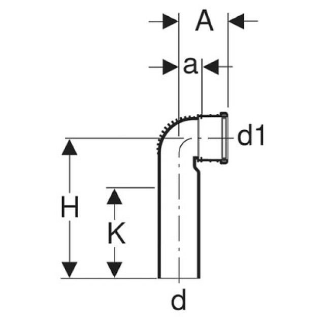 GEBERIT SILENT curva 90° lunga
vaso WC sospeso 308.883 d 90