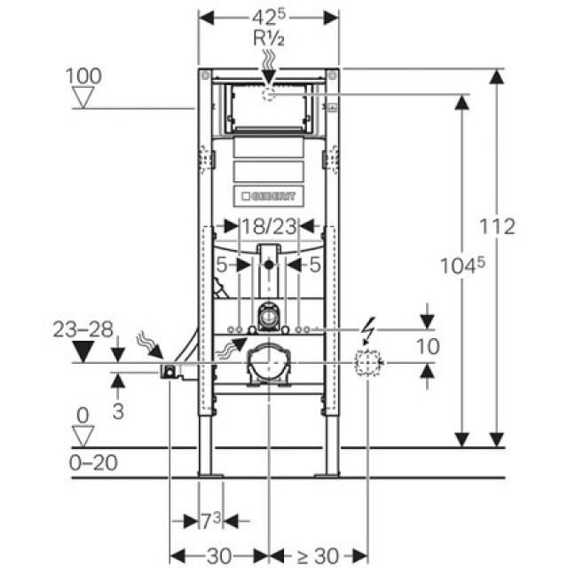 DUOFIX elemento per WC sospeso
UP320 comando frontale 111.351
Larghezza 42.5