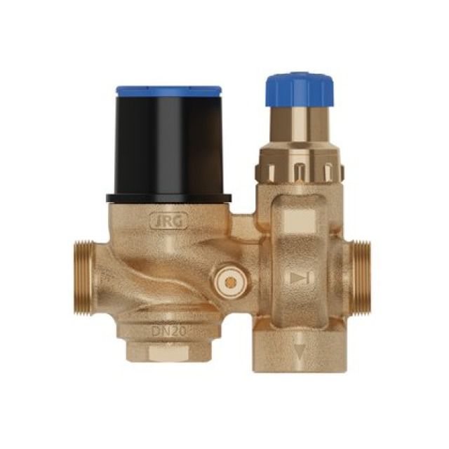 JUNIOR Sicherheitsgruppe
DN20, O. Verschraubungen G1"
DRV Werkseinstellung 4 bar
Sicherheitsv. Werkseinstell. 6 bar
Rotguss