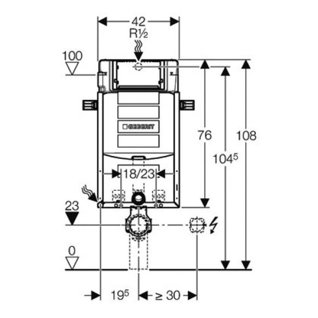 Cassetta ad incasso COMBIFIX
SIGMA tipo 108, quadro di mon-
taggio premontato, rubinetto
di regolaggio 1/2", tubo di
risciacquamento, segmento di
riempimento, per risciacqua- - mento-stop o comando a due
quantità dal davanti, senza
placca di copertura
Colori: senza colore