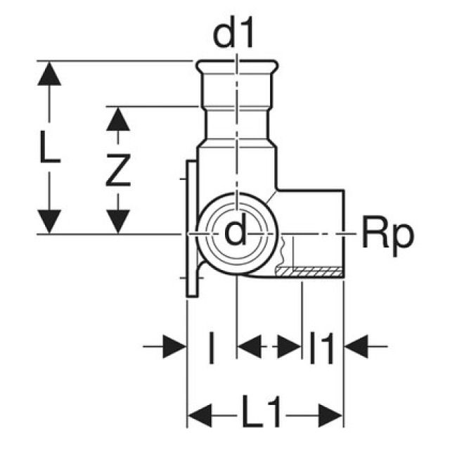 MPF-S curva 90° per rubinetti
doppio all 33503 d 1/2"- 15"