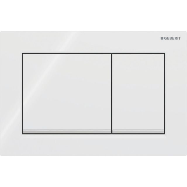 Geberit Omega20 Placca di comando
per risciacquo a 2 quantità
angolare: placca e tasti: bianco
righe design: cromato lucido