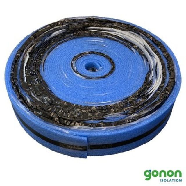 Randdämmstreifen F-Plus 150/8
mit selbstklebendem PE-Winkel
und Klebestreifen für Wandfix.