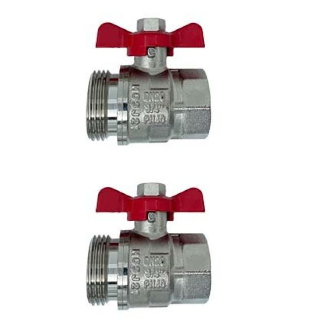 Set 2 valvole a sfera 1" x 3/4"
con farfalla rossa per
collettori Profitec e Uponor
Art.70770710