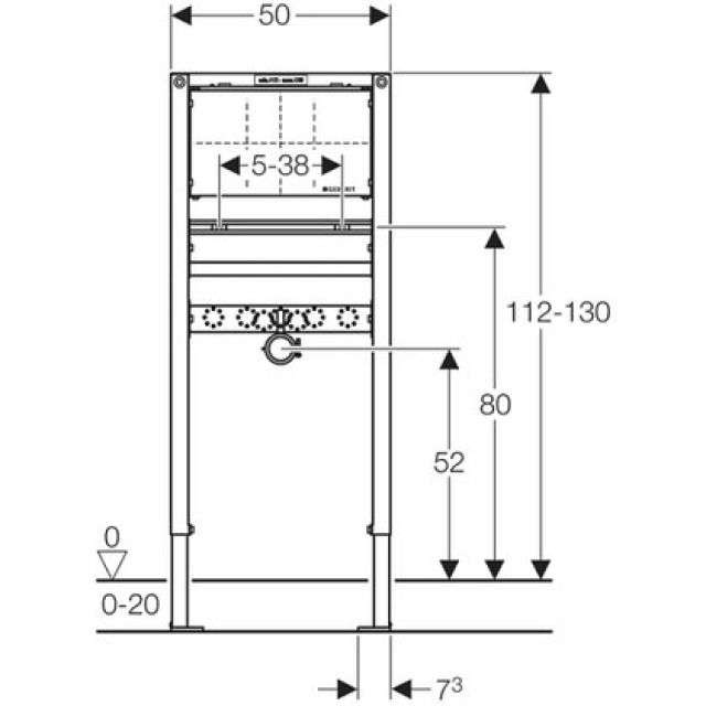 DUOFIX elemento per lavabo
rubinet.incasso/parete 111.498
H = 130 cm