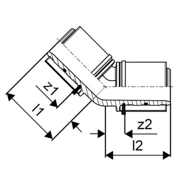 GF Uponor S-Press
Gomito intermedio 45° PPSU 75-75