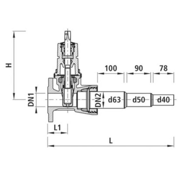 HAWLE EINSCHW.SCHIEBER FL / PE
4850  DN50  63/50/40 MM