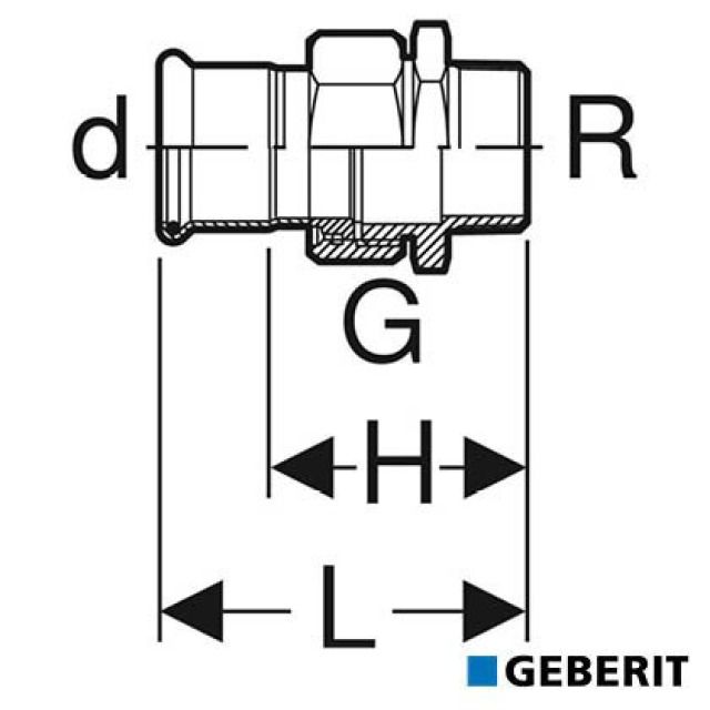 Geberit Mapress Therm
Bocchettone con
Filetto maschio: d=54, R=2"