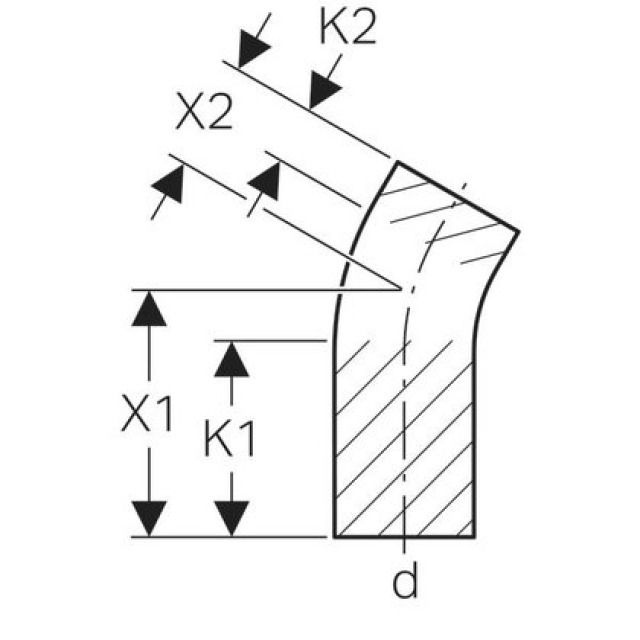 GEBERIT-BOG. M LANGEM SCHENKEL
367.030      30°       110 MM