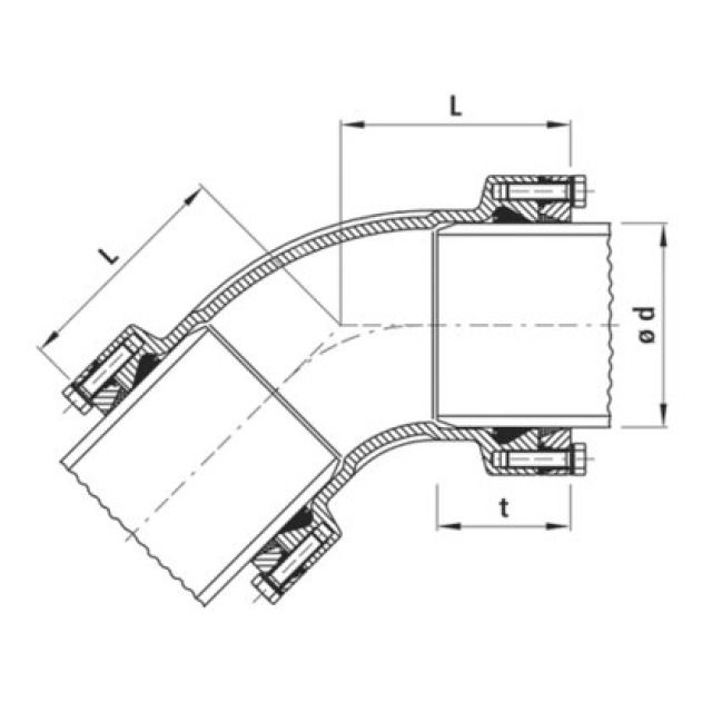 HAWLE curva 45°
bicchieri autostagni PE 7330
d 63 PN 16
