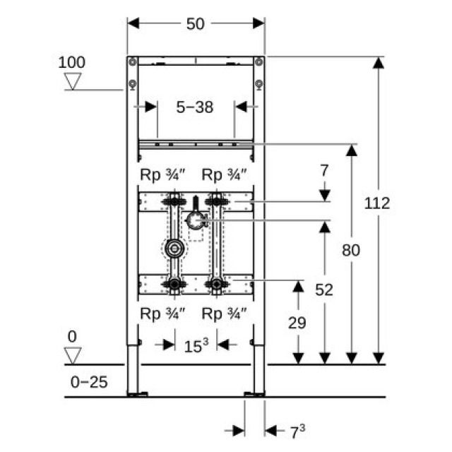 DUOFIX elemento per lavabo
111.571 JRG rub.monof. 1 WZ
tipo 112 - für Regulierventil, UP JRG
Höhe 112cm, Breite 50cm