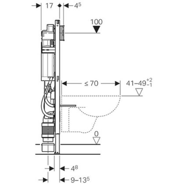 DUOFIX Elemento per WC sospeso
maniglie d.appog. e d.supporto
larghezza 88 CM, 111.904