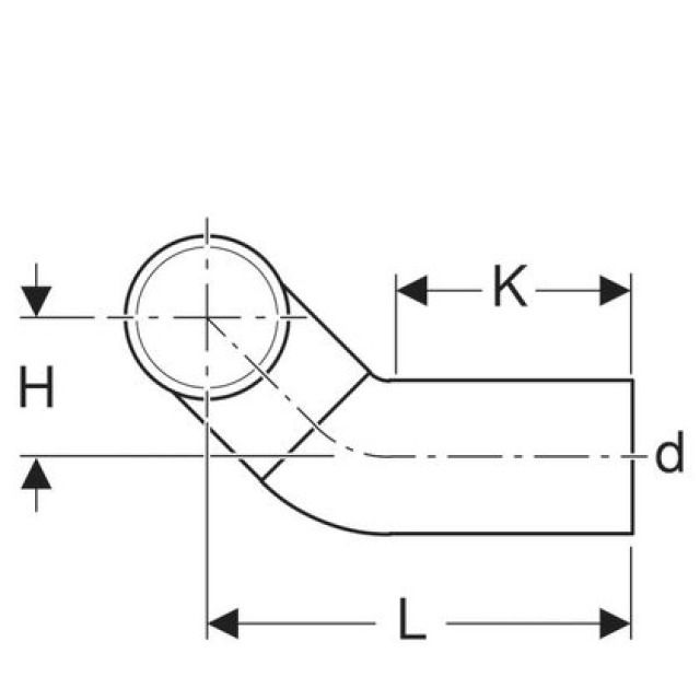 GEBERIT curva 90° sinistra
per vaso WC sospeso 366.913
d 90 - 90