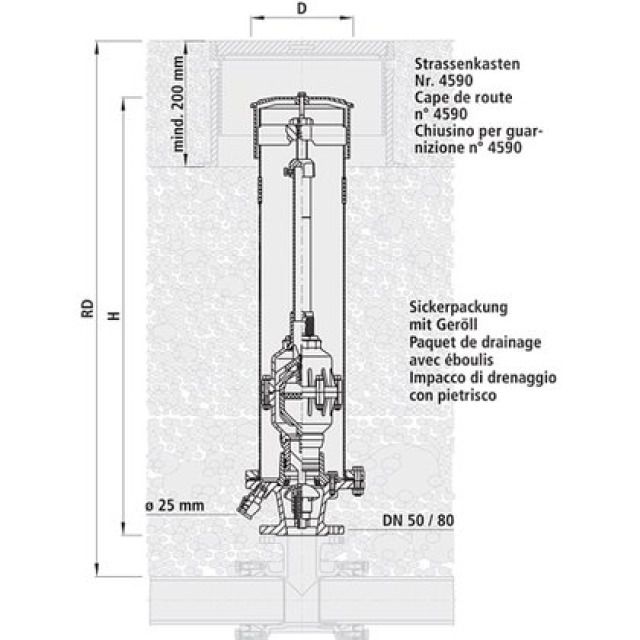 HAWLE guarnizione con valvola
d'areazione automatica 9920
DN 80 H= 755