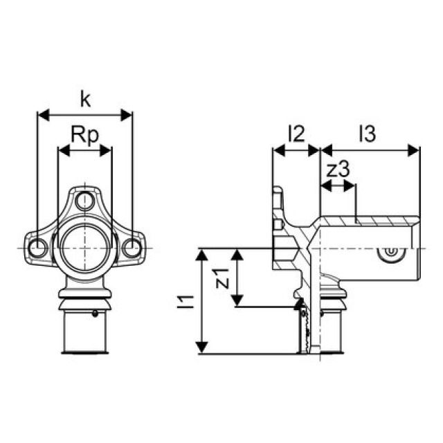GF Uponor S-Press
Gomito flang. F XL 20-Rp1/2"FT