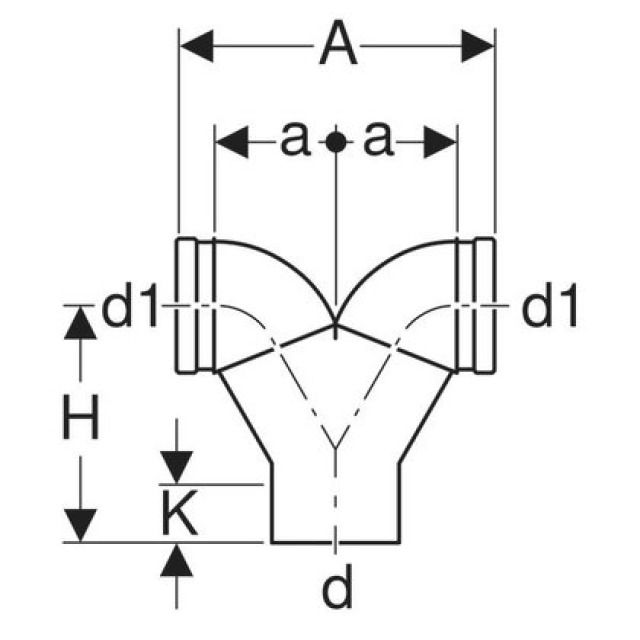 GEBERIT curva 180° doppia
vaso WC sosp 367.923 d 90 -110
