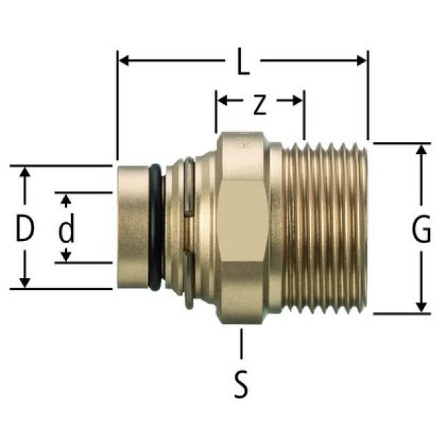 Collegamento a innesto diritto
RN, filetto maschio, per
distrib. Optiflex, 86104.22
in bronzo CC246E