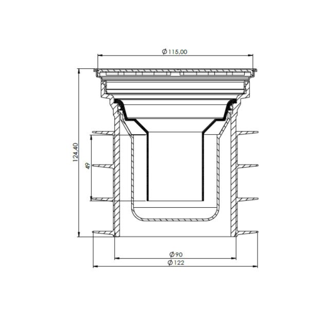 Dallmer PRONTO rotondo
Sgocciolatoio a pavimento
700063-R, DN100, 120 mm