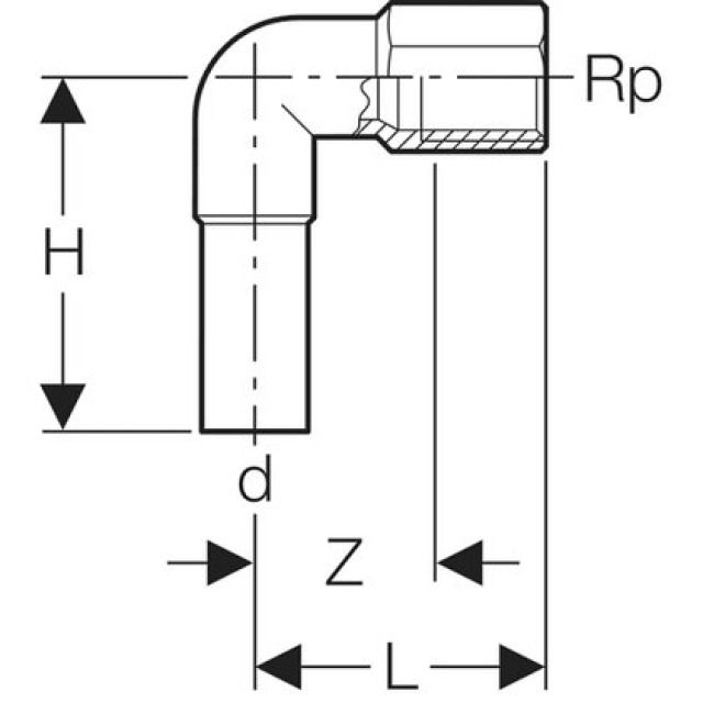 MPF-S curva 90°filetto femmina
codolo inn 33203 d F1/2"-15"